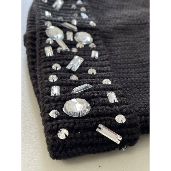 IMAN Global Chic Embellished Beanie & Glove Set One Size Black Comfort Knitwear - Picture 6 of 7